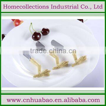 Custom Chicken Feet Shaped Polyresin Handle Butter Knife Set