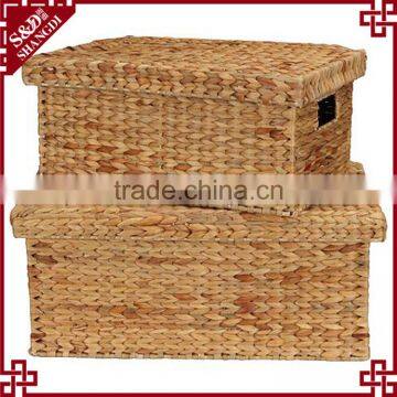 Double Handles With Lid Desing Water Hyacinth Manufactures of Straw Baskets photo-2