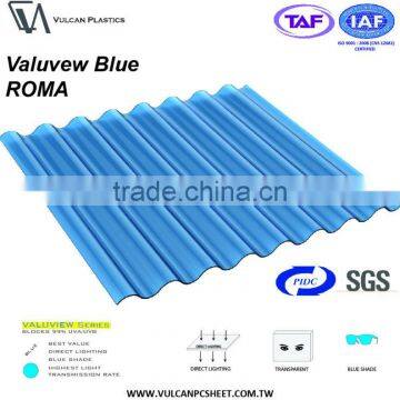 Extruded Color Corrugated Plastic Polycarbonate Roofing Sheet (Valuview Blue ROMA) photo-6