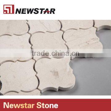 Newstar Crema Beige Arabesque Marble Lantern Brown Stone Tile Backsplash photo-4