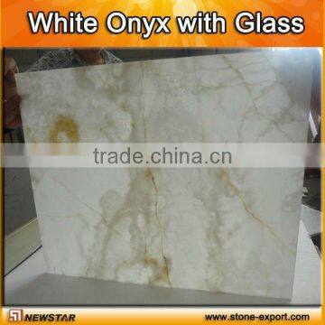 white onyx with veins tile on galss