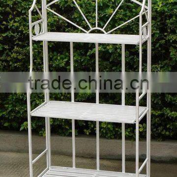 4 Tier Metal Shelf Plant Stand Antique White Outdoor and Indoor Patio Furniture photo-3