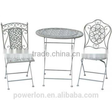 POWERLON Vintage foldable bistro set wrought iron outdoor garden furniture