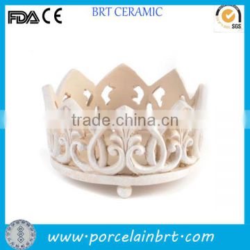 Custom design ceramic crown candle holder