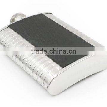 4 OZ Flagon With Black Twill Leather Hip Flask photo-5