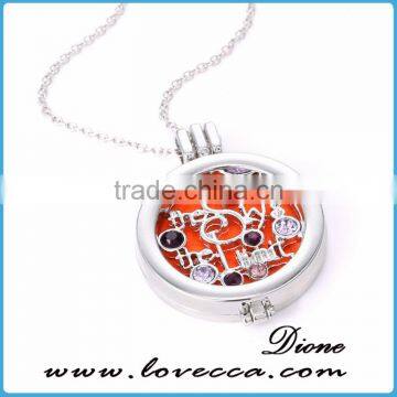 Best Selling Products 35mm Aromatherapy Lockets Essential Oil Diffuser Diamond Necklace