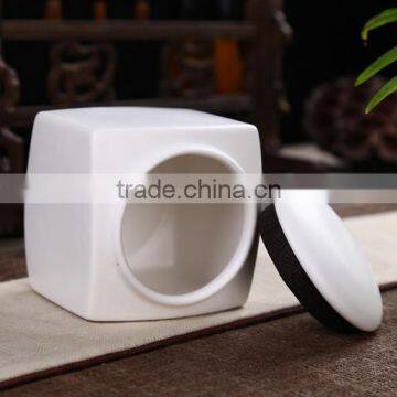 White Galazed Ceramic Funeral Pet Ashes Urns photo-2