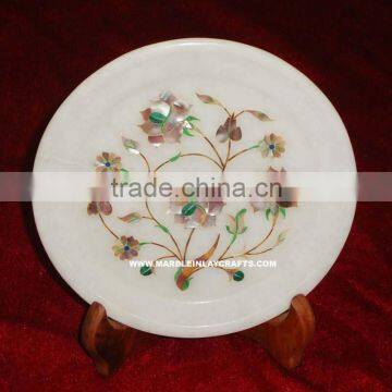 Marble Semi Precious Stone Inlay Plate