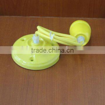 E27 High Frequency Ceramic Glazed Lampholder With Ceiling Rose and Braided Cable photo-3