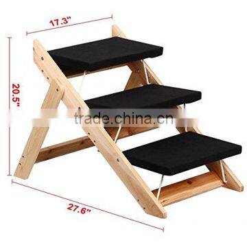 Folding Pet 2-in-1 Ramp and Stairs for Dog Cat Portable Carpet Wooden Steps Ladder photo-2