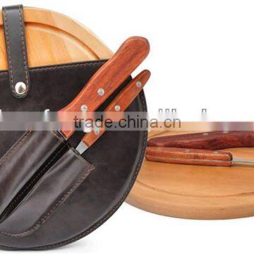 100% BAMBOO Round Cheese Board With Knife Made in Manufacturer