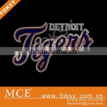 Wholesale Custom Tigers Letters Rhinestone Hotfix Transfers