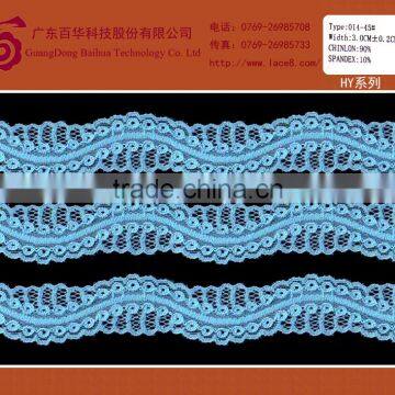 Wavy elegant tricot embroidered sex nylon lace trim fabric for lady's garments