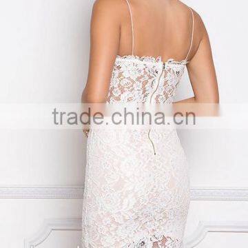 White Floral Crochet Sweetheart Dress Club Dress With Lace Fabric HSD5240 photo-6
