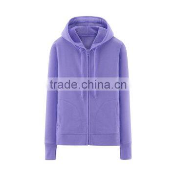 Winter Plain Hoodies Zipper up Thick Cotto Fleece Women Hoodies