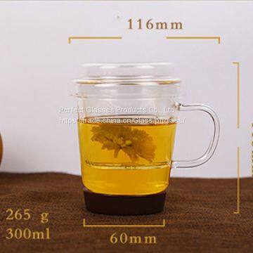 Glass Cup Kungfu Tea Cup Three Part Glass Cup Filter Glass Cup Coffee Cup Milk Cup Juice Cup for Hotel and Resturant photo-3