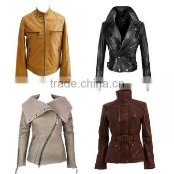 2014 hot selling all types of casual cheap PU woman leather jacket