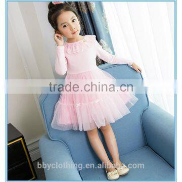 2017 New Arrival Long Sleeve Girls Dresses Velour Baby Clothes Cotton Lace Knee-Length Flower Cute Dress photo-4
