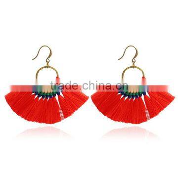 Bohemian Ethnic Jewelry Handmade Colorful Tassel Hoop Earrings photo-2