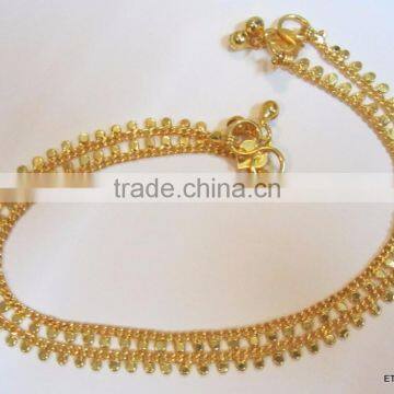 Gold TONE CHAIN ANKLETS PAYAL Pair Foot Chain photo-2