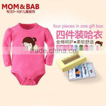 2014 long sleeve baby romper set in-stock children clothing manufacturer in China customized clothing