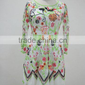 New arrival flower printing chiffon latest design maxi dress for women SR-D9787