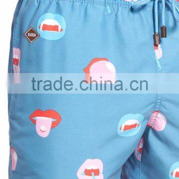 Customize Pattern And Color Cheeky Mouthful Print Bigmouth 100% Nylon Swim Trunks Quick Drying Split Leg Opening Swim Shorts photo-4