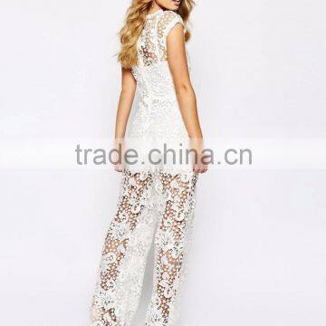 European Design Body Frock Orchid Jumpsuit Corchet Bridal Wear For Wedding Party With Cap Sleeves photo-2