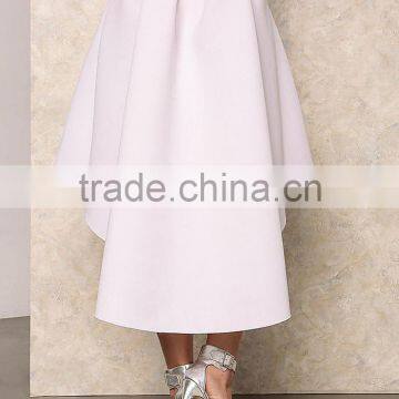 2016 Customized Women White Box HI LO Skirt Ruffles Pleat High Waist Women Fashion Custom Skirts photo-5