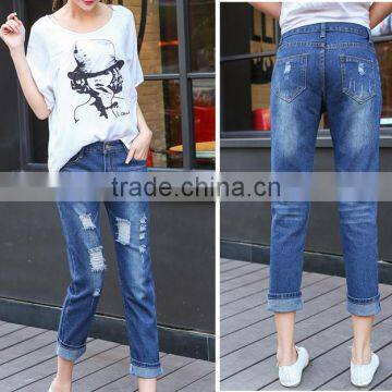 Zm40640b Loose Design Women Big Size Trousers Ladies Jeans Ninth Pants photo-5