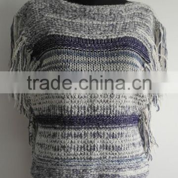 Fashion ladies knitted poncho sweater