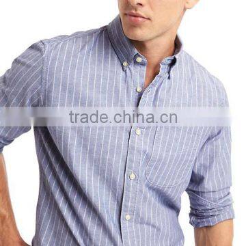 Mens Custom Dress 100% Cotton Novelty Stripe Long Sleeve Shirt photo-6