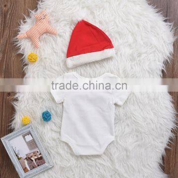 S60686B New Babys Cotton Bodysuits Climbing 2 Pieces Clothing Sets Short Sleeve Romper+ Hat photo-2