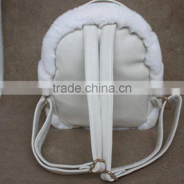 Myfur Fashion Ladies Real Rex Rabbit Fur Backpack Bag Customized Women Bag photo-5
