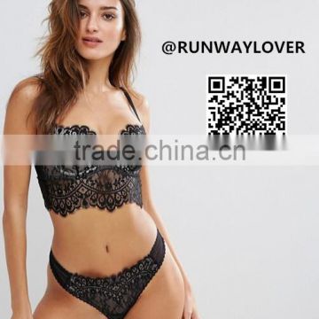 Runwaylover sexy black lace sexy lace bra and panty set