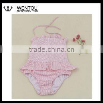 Monogrammed Girls Seersucker Blank Swimsuit photo-2