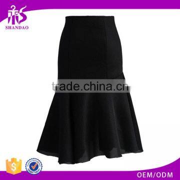 Guangzhou Shandao Wholesaler High Quality Fashion Party Wear Women Summer Black Knee Length Cotton Net Flare Long Skirt