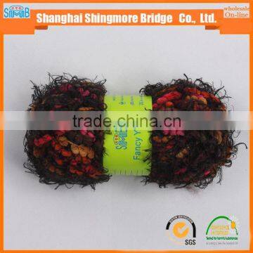 China Textile Yarn Factory Direct Wholesale Oeko Tex Certified Polyester Spun Dyed Yarn Feather Pompom Yarn for Knitting Scarf photo-3