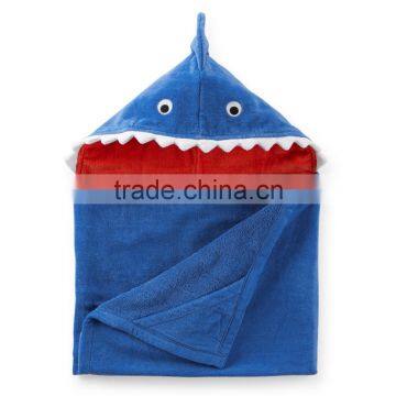 High quality cotton baby hooded towel with shark design