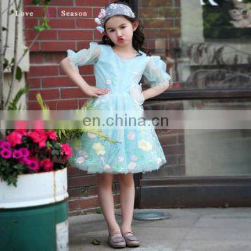 XXLF215 long sleeve flower pattern1-6 years old baby puffy little queen flowergirl dress