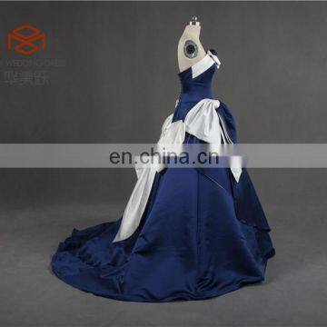 OEM Service Off Shoulder Low Back Ruffle Ball Gown Prom Dress With Bow photo-5