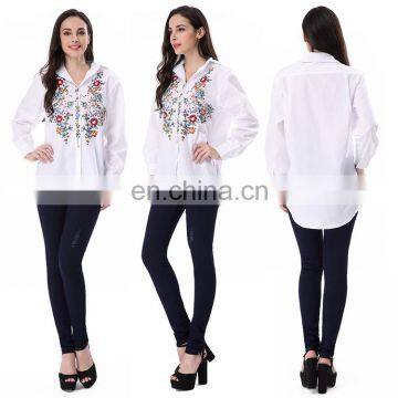 Clothing Manufacturer Ladies Long Sleeve Wholesale Blouse Embroidered Designs