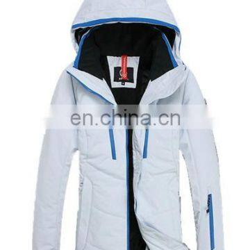 Waterproof men white active ski jacket with TUV certification