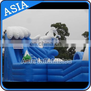 Ice World Penguin and White Pony Giant Inflatable Water Park with Stable Swiming slides and Pool for Sale