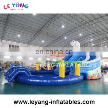 Waterworld Theme Aqua park inflatable water slide with pool for kids