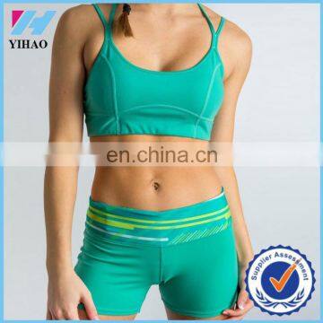 Yihao 2015 High Quality Women Solid Gym Sportswear Yoga Active Fitness Sexy Sports Bra and Panty New Design Set