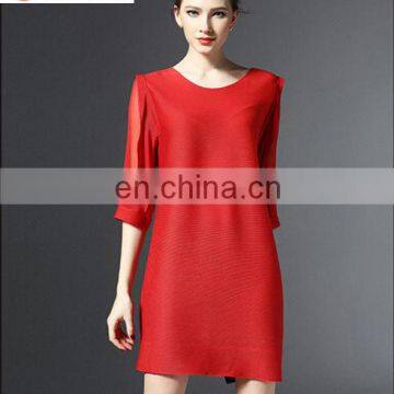 2016 DongGuan High Quality casual dresses online wholesale chiffon pleated dresses