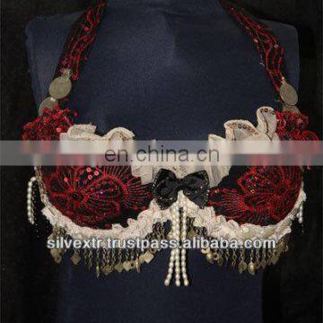 Gothic Steampunk Bra With Metal Fringe and Beads