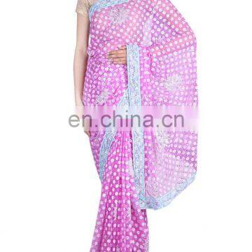 Designer Fancy Handmade Sequence Work Chiffon Saree Sari