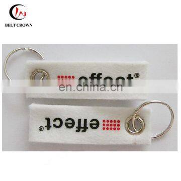 Promotional custom silk screen printed logo felt keychain with kering